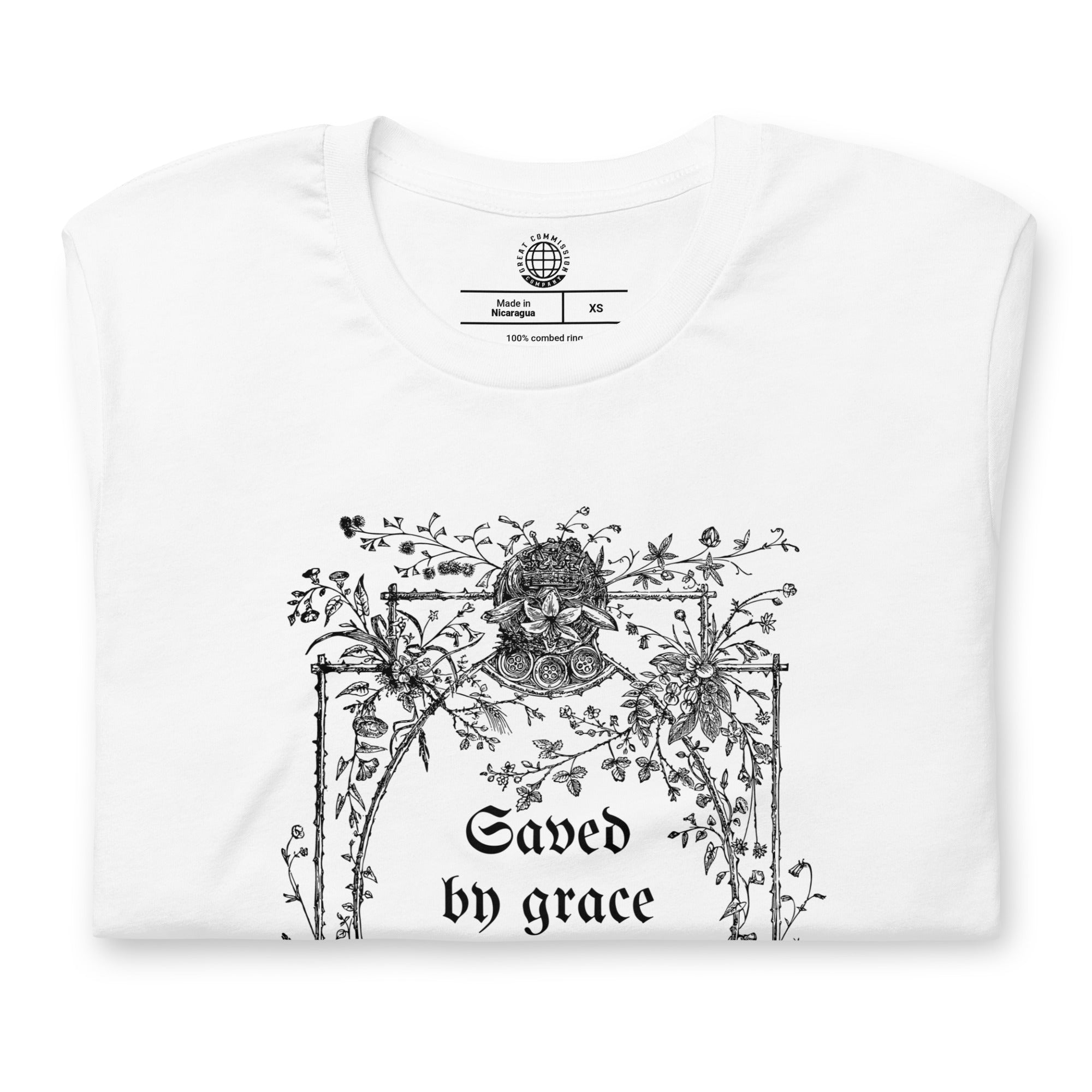 Saved by Grace T-Shirt - White - Folded 