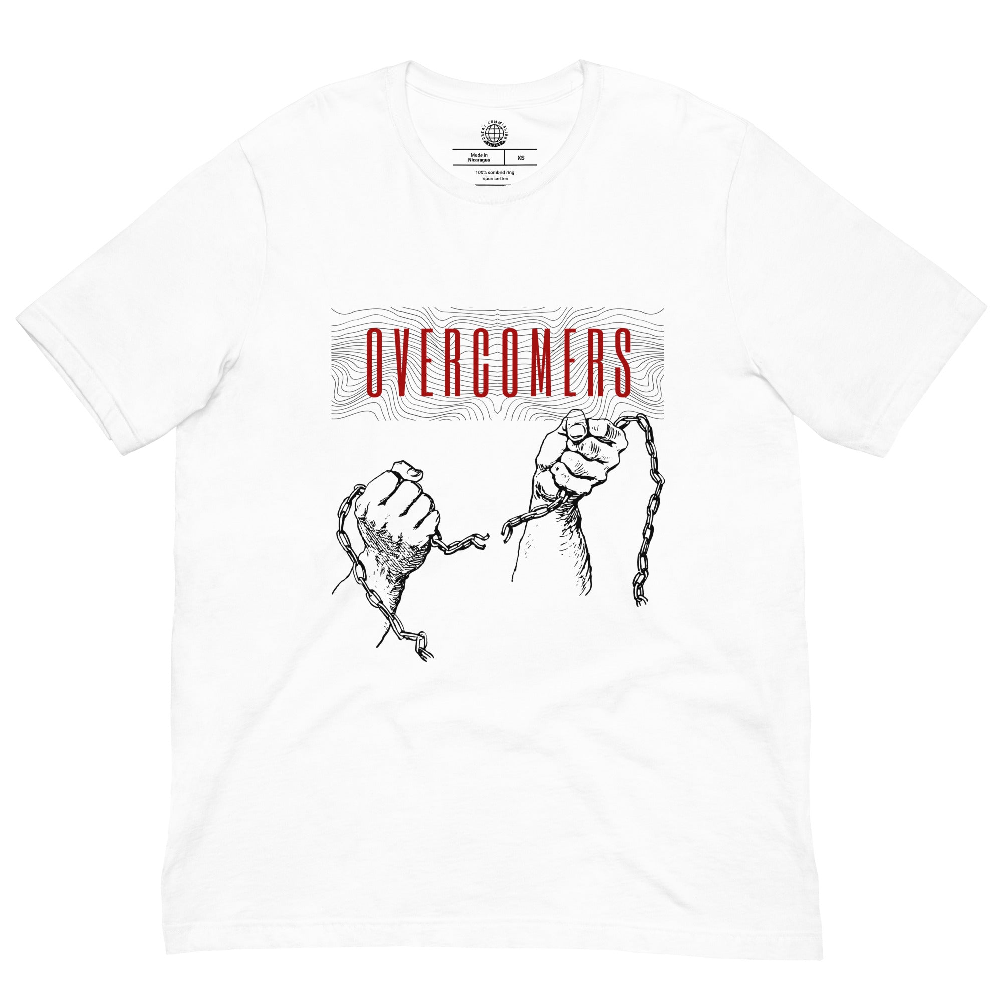 Overcomers Red Broken Chains T-Shirt - White - Front 